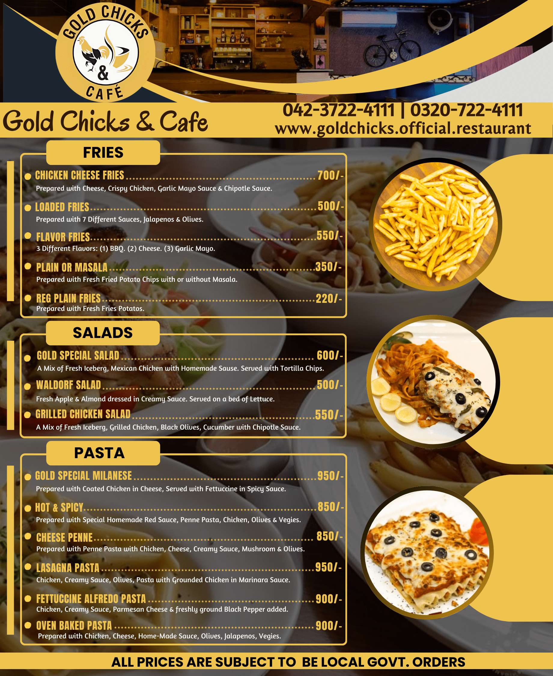 Fries, Salads, & Pasta